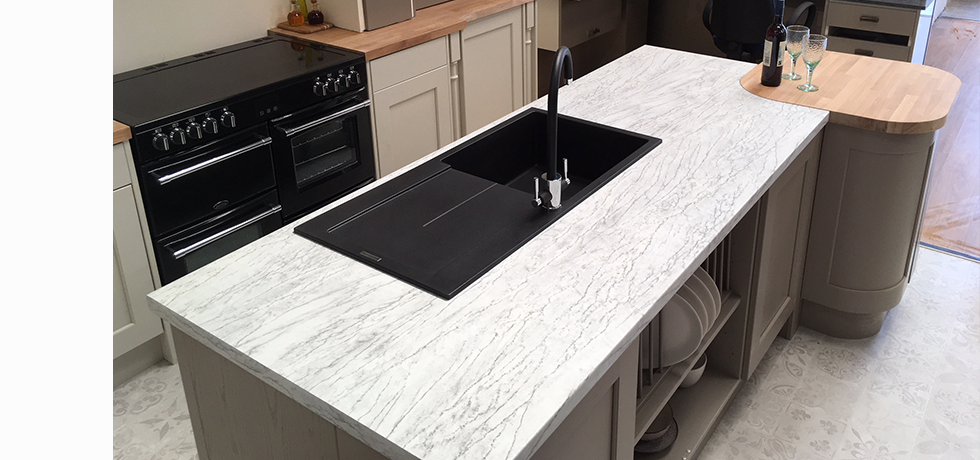 Worcester City Kitchens displaying Omega Ice Stone. 